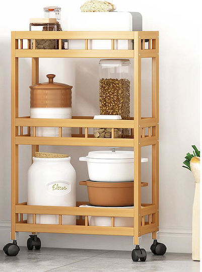 Next Wooden Kitchen Trolley 3 Tiers Brown 50x18x71cm