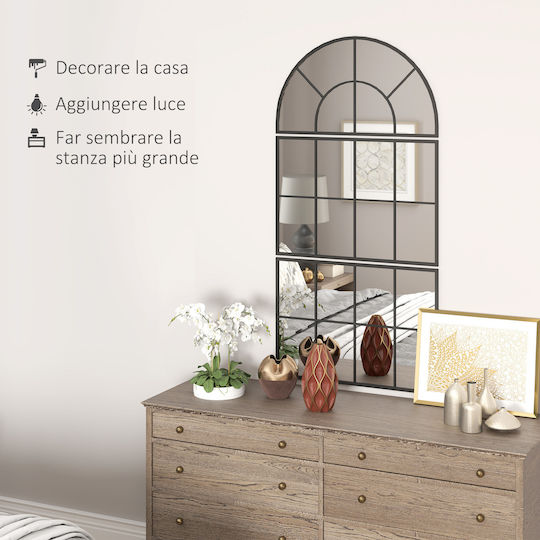 HomCom Oglindă de Perete cu Negru Ramă din Metalic 43x76cm 1buc
