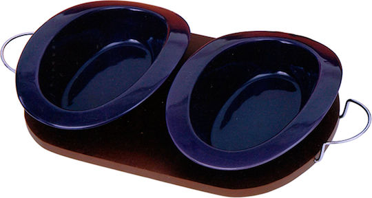Karvounis Ceramică Platou pentru aperitive 2 sloturi Neagră 1buc