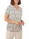 Damen Bluse mit V-Ausschnitt Beige