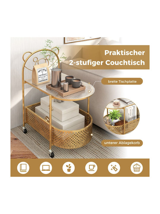 Rechteckig Beistelltisch Glas mit Rollen Rosa B60xT40xH76cm