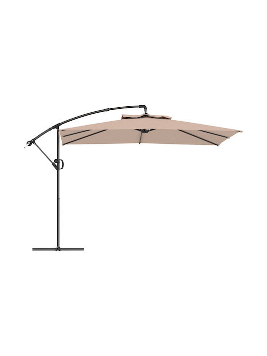 Quadratischer Metallischer Khaki Garten- und Terrassen-Sonnenschirm 3x3m