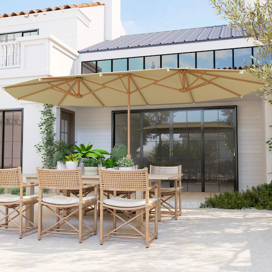 Ομπρέλα Στρογγυλή Μεταλλική Μπεζ Φ4.55xΥ2.38m
