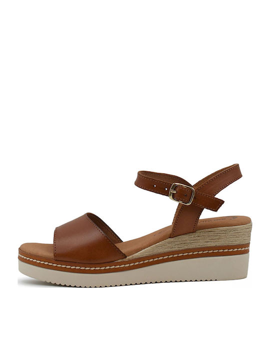 Women's Leather Platform Shoes Brown