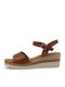 Women's Leather Platform Shoes Brown
