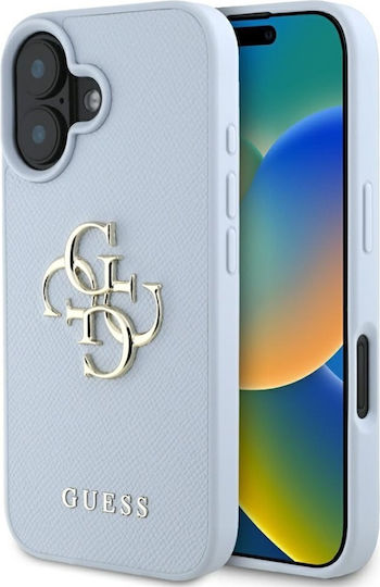 Guess Grained Big 4g Logo Small Classic Logo Case Iphone 16 Blue