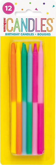 Birthday 5 Cm-assorted Two-colour Candles-12 Count