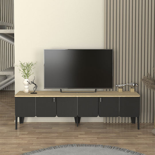 TV-Ständer Pedro Anthrazit - Rota Eiche M180xT35xH50.7cm