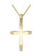Papoulidis Jewellery Γυναικείος Χρυσός Σταυρός 14Κ Διπλής Όψης χωρίς Αλυσίδα