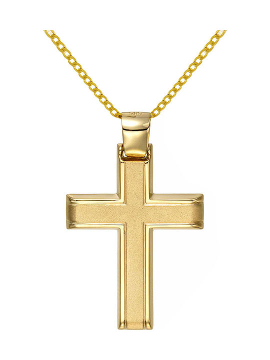 Papoulidis Jewellery Ανδρικός Χρυσός Σταυρός 14Κ Διπλής Όψης χωρίς Αλυσίδα