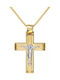 Papoulidis Jewellery Men's Gold Cross 14K Double Sided with the Crucified