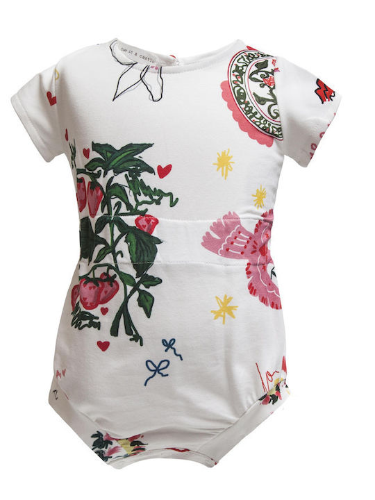 Two In A Castle Baby Bodysuit Short-Sleeved White