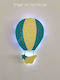 Children's Wooden Wall Light Hot Air Balloon Name