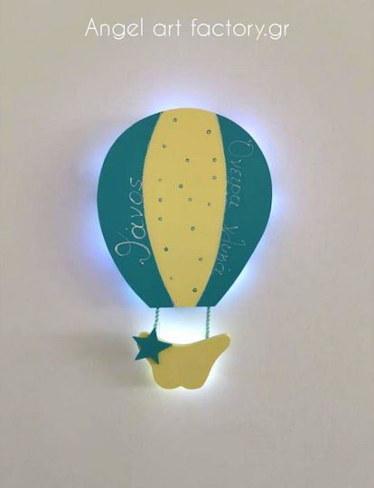 Children's Wooden Wall Light Hot Air Balloon Name