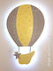 Children's Wooden Wall Light Hot Air Balloon Name
