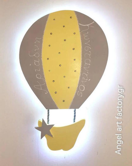 Kinder-Wandlampe aus Holz Heißluftballon Name
