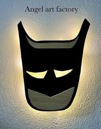 Παιδικό Ξύλινο Φωτιστικό Τοίχου Batman