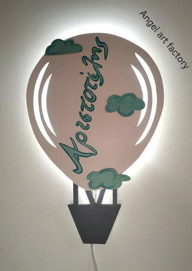 Children's Wooden Wall Light Hot Air Balloon Name