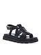 Leder Flache Sandalen für Damen in Schwarz Farbe