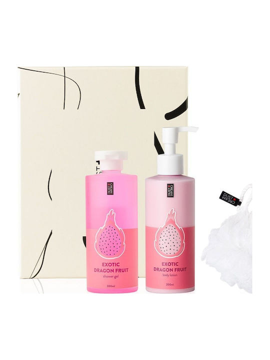 Dust+Cream Exotic Dragon Fruit Skin Care Set for Moisturizing & Body Cleaning 3pcs