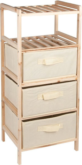 Wooden Drawer Chest 4 Tiers Beige 32x26x76cm