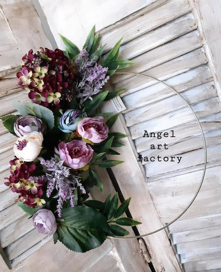 Coroniță Decorativă din Metal "Flori Burgundy-Pastel"