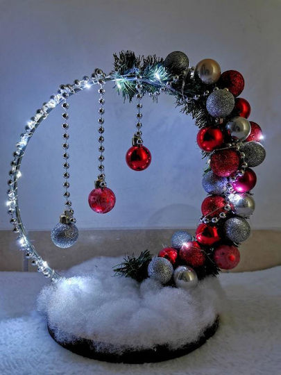 Coroniță decorativă argintie și roșie pentru masă