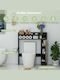 Costway Floor Bathroom Shelf Wooden Black