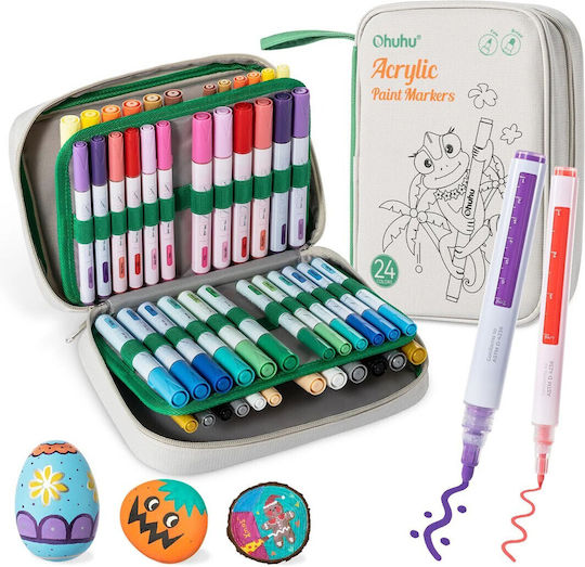 Ohuhu Acrylic Markers Extra Fine Tip Drawing Markers 0.7mm Thin Set 48 Colours
