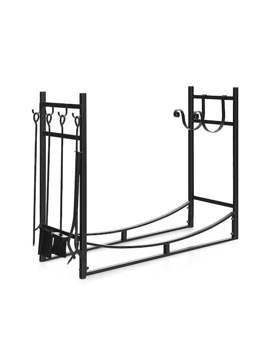 Costway Μεταλλικό Ράφι Αποθήκευσης Ξύλων 91x33x76cm Μαύρο Costway Μεταλλικό Ράφι Αποθήκευσης Ξύλων 91x33x76cm Μαύρο