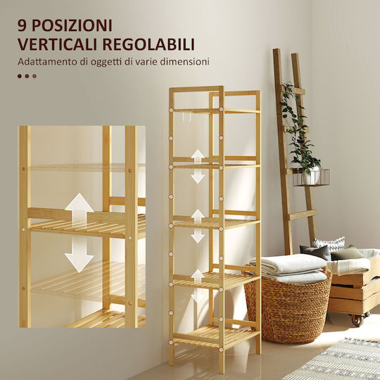 HomCom Shelf Bathtub Shelf Wooden 43.5x31.5x142cm