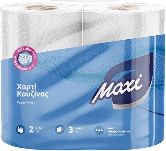 Maxi Ultra Χαρτί Κουζίνας 2 Ρολά 3 Φύλλων (350gr/Ρολό)