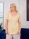 Kurzärmelig Beige Damen T-Shirt