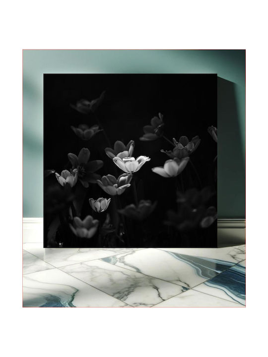 Ethereal Black White Flowers Painting 110x110