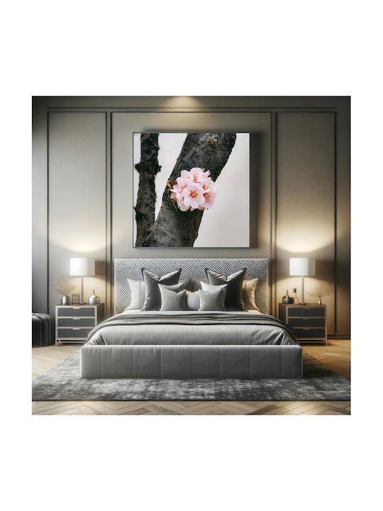 Painting Blossoming Flowers On Tree Bark 100x100