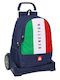 Benetton Flag School Bag Trolley Elementary, Elementary Blue with Water Bottle Holder