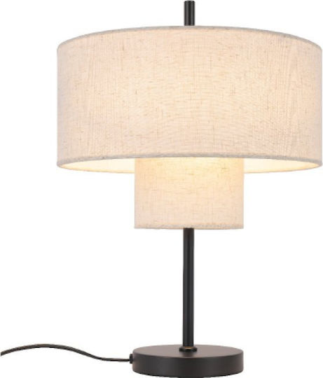 Aca Anafi Metal Table Lamp for Socket E27 with Black Shade and Base