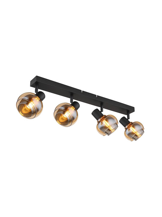 Globo Lighting Spot with 4 Lights and with Socket E14 in Black Color