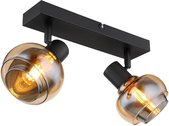Globo Lighting Double Spot with Socket E14 in Black Color