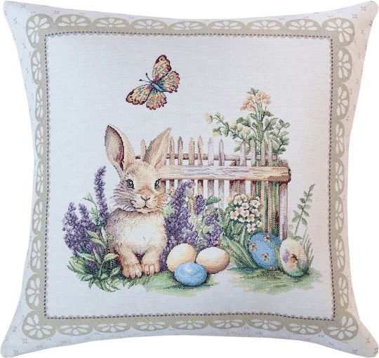Πασχαλινή Διακοσμητική Μαξιλαροθήκη 45x45 Easter Charm Dimeco Εκρού 45x45