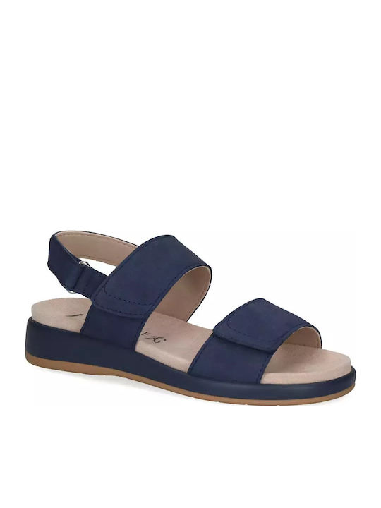 Caprice Leather Women's Flat Sandals Navy Blue