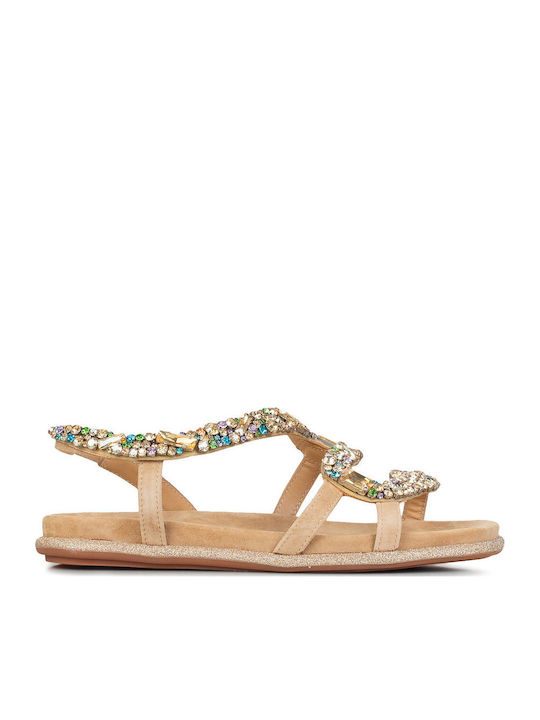 Flache Sandalen für Damen in Tabac Braun Farbe