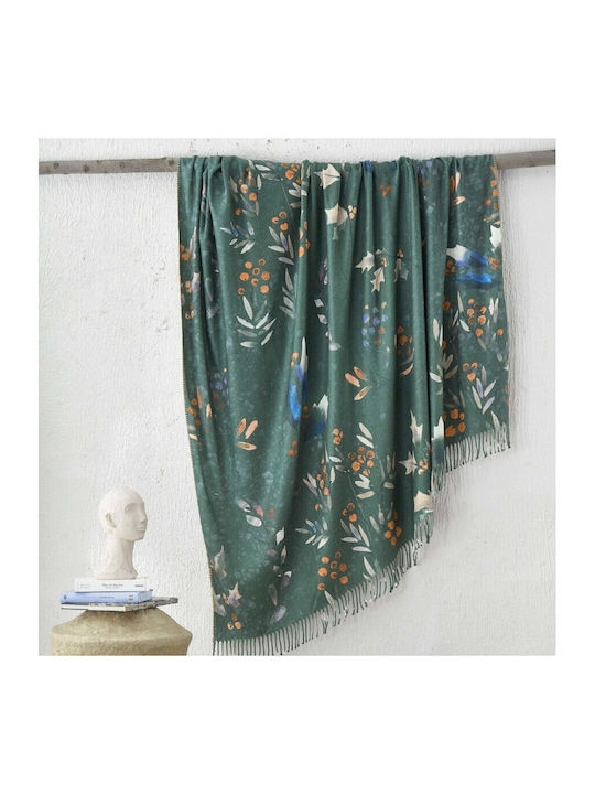 Cotton Club Κουβέρτα Υπέρδιπλη με Κρόσσια 220x240εκ. Green
