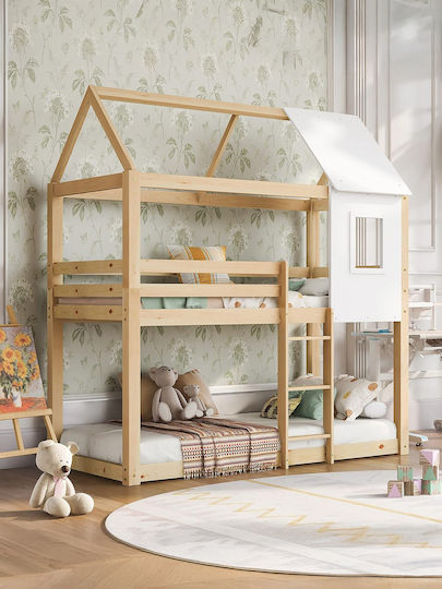Kinderbett Koje Einzeln Beige für Matratze 90x190cm