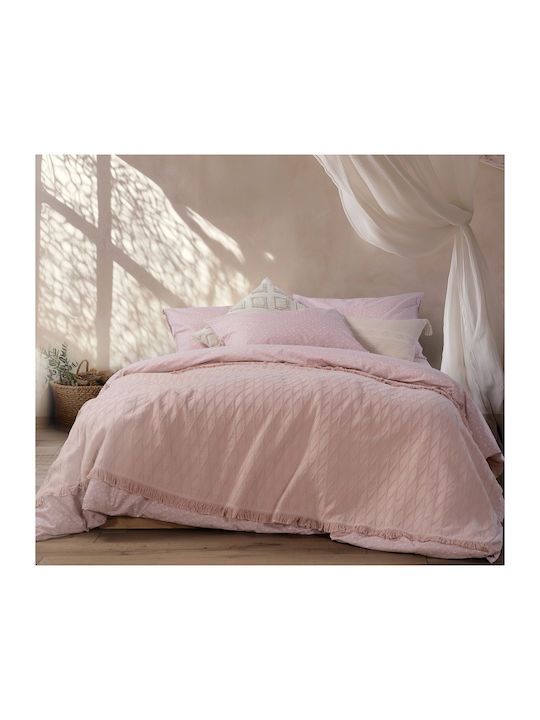 Nef-Nef Homeware Outlast Pique Blanket Double with Fringes 230x240cm Pink