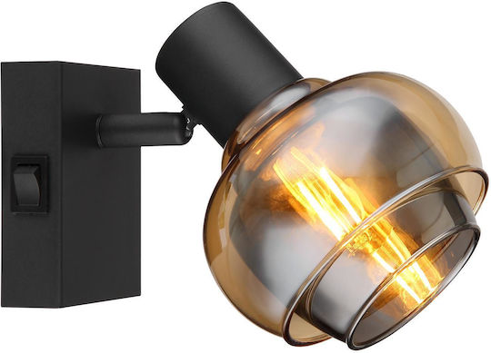 Globo Lighting Lamp Wall with Socket E14 and Switch Black 10.5x12.5cm