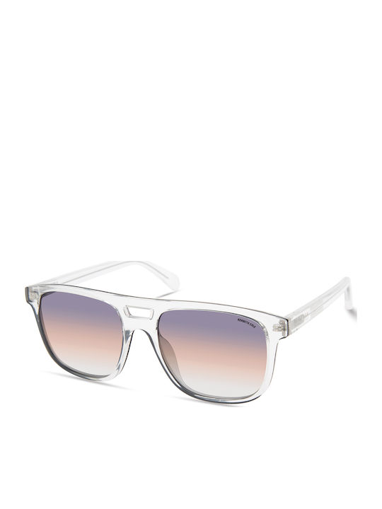 Kenneth Cole Unisex Sunglasses with Transparent Plastic Frame and Brown Gradient Lens