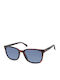 Kenneth Cole Men's Sunglasses with Brown Tartaruga Plastic Frame and Blue Lens