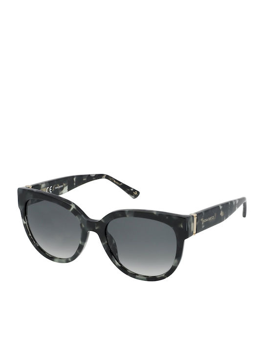 Nina Ricci Women's Sunglasses with Brown Tartaruga Plastic Frame and Gray Gradient Lens