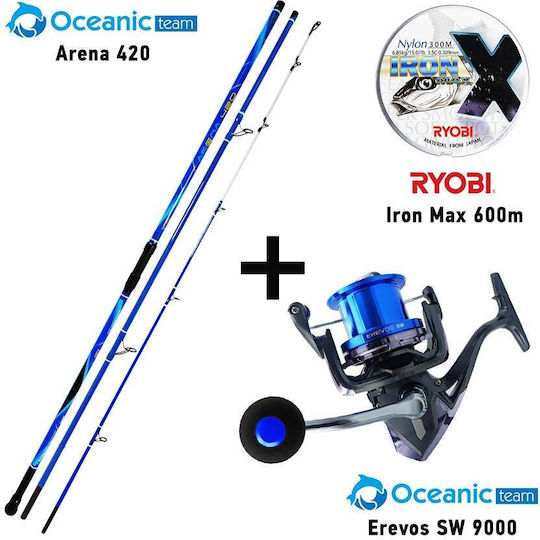 Oceanic 420 + Oceanic Team Angelrute für Surfangeln 4.2m mit Rolle 250gr